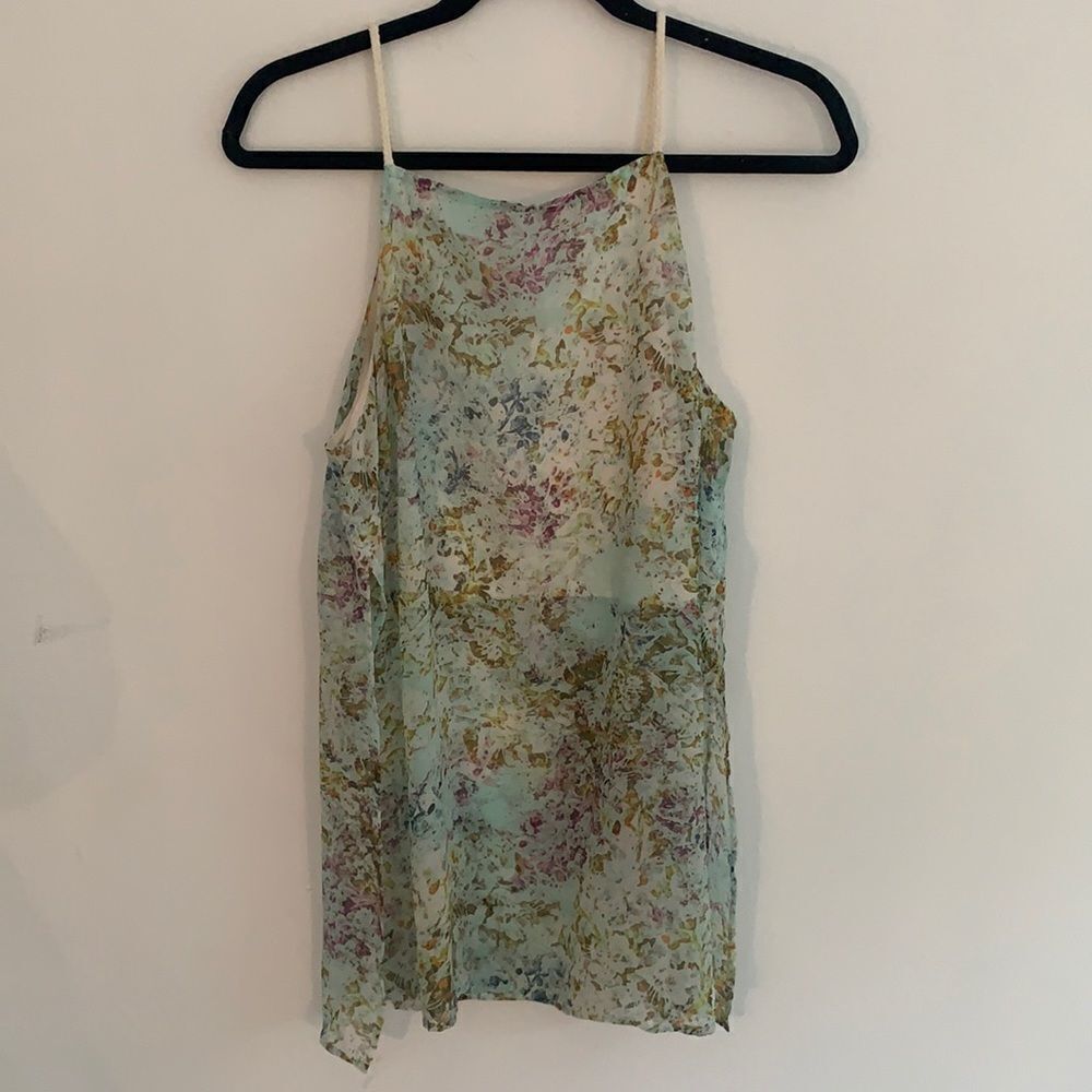 BCBG Flowery crop top with sheer overlay